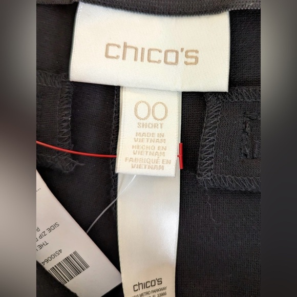 NWT Chicos Lindy Side Zip Front Seam Dress Pants Black 00Short Size 2-4 - Picture 2 of 11